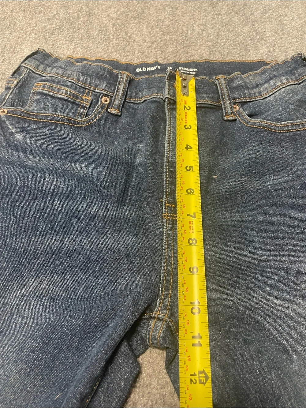 Old Navy Straight Built-In Flex Jeans in Dark Blue with Tan Stitching